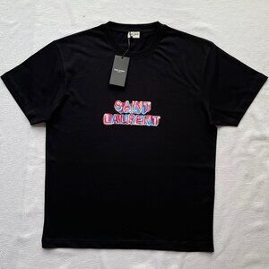 SAINT LAURENT MEN'S BLACK COTTON T-SHIRT XLARGE